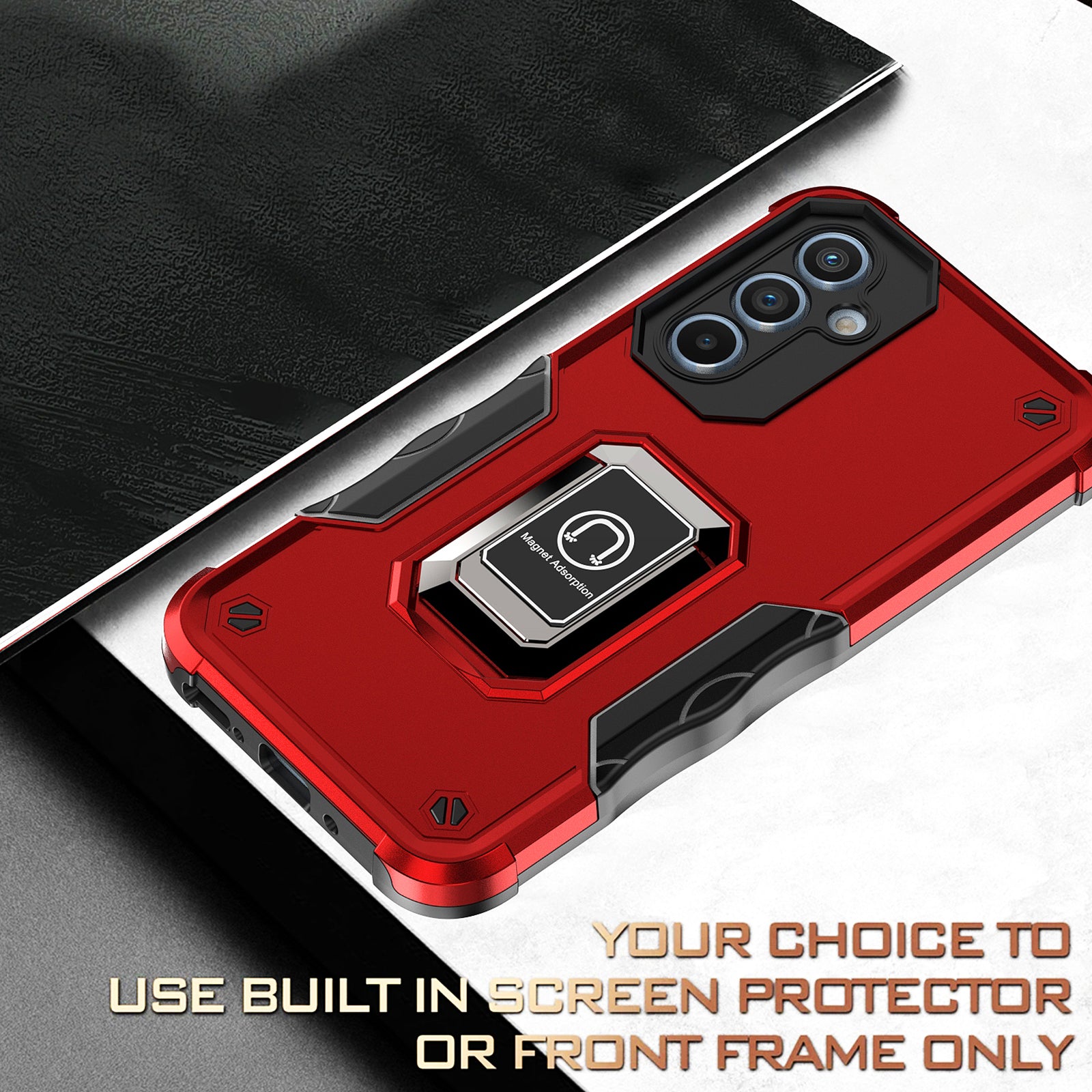For Samsung Galaxy A54 5G Ring Holder Kickstand Phone Case PC TPU Protective Phone Cover