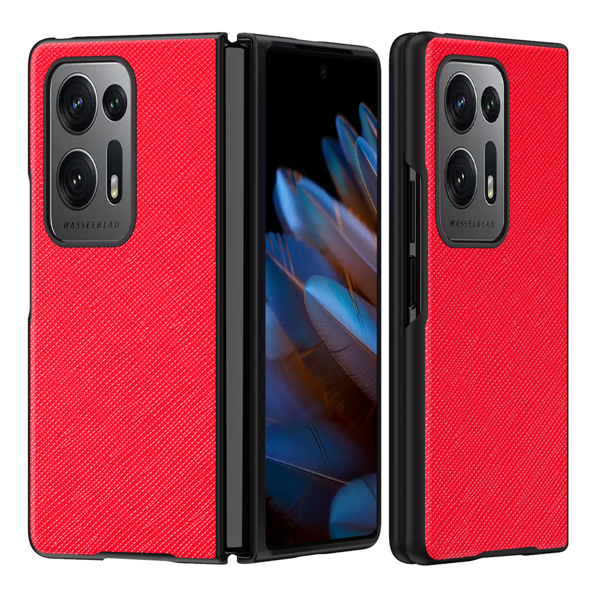 For Oppo Find N2 5G Folding Phone Case Cross Texture PU Leather Coated PC Anti-Drop Protective Cover