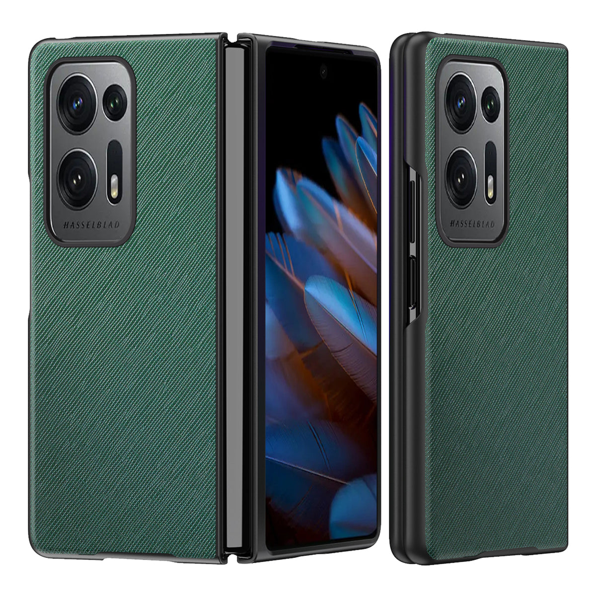 For Oppo Find N2 5G Folding Phone Case Cross Texture PU Leather Coated PC Anti-Drop Protective Cover