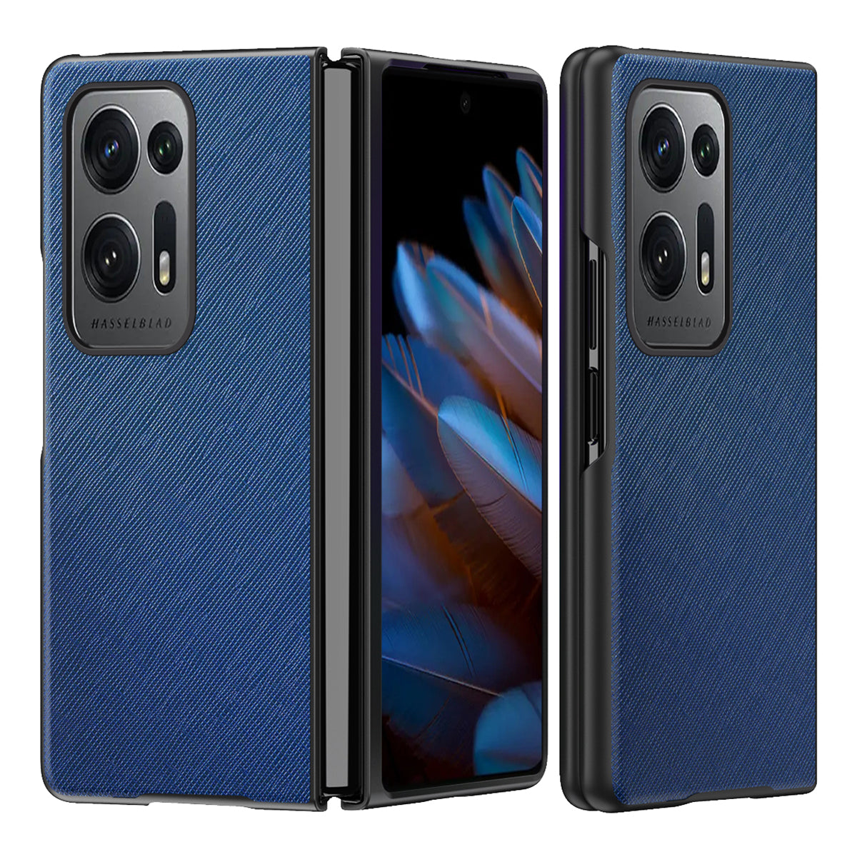 For Oppo Find N2 5G Folding Phone Case Cross Texture PU Leather Coated PC Anti-Drop Protective Cover