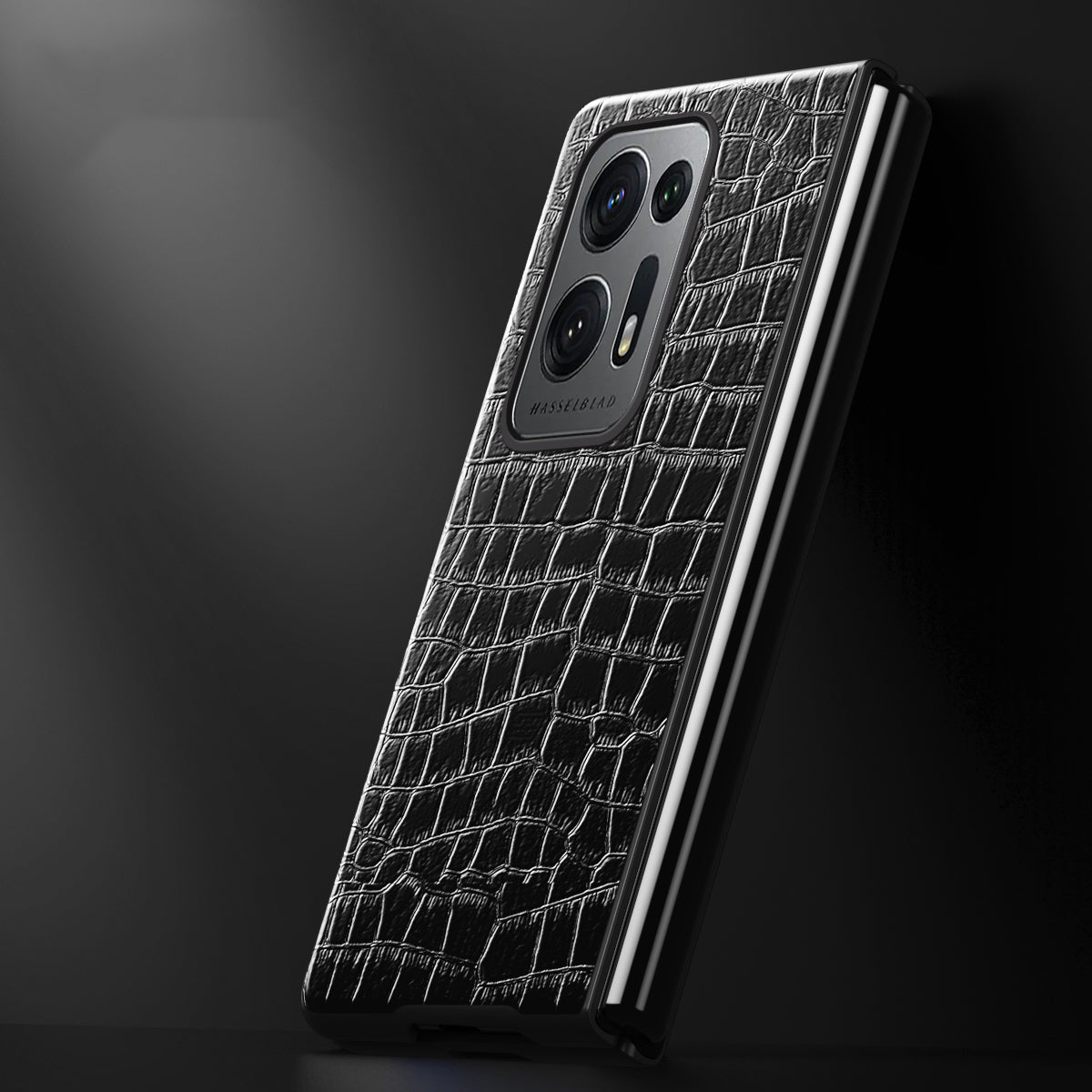 For Oppo Find N2 5G Crocodile Texture Phone Case PU Leather Coated PC Anti-Scratch Shockproof Phone Cover