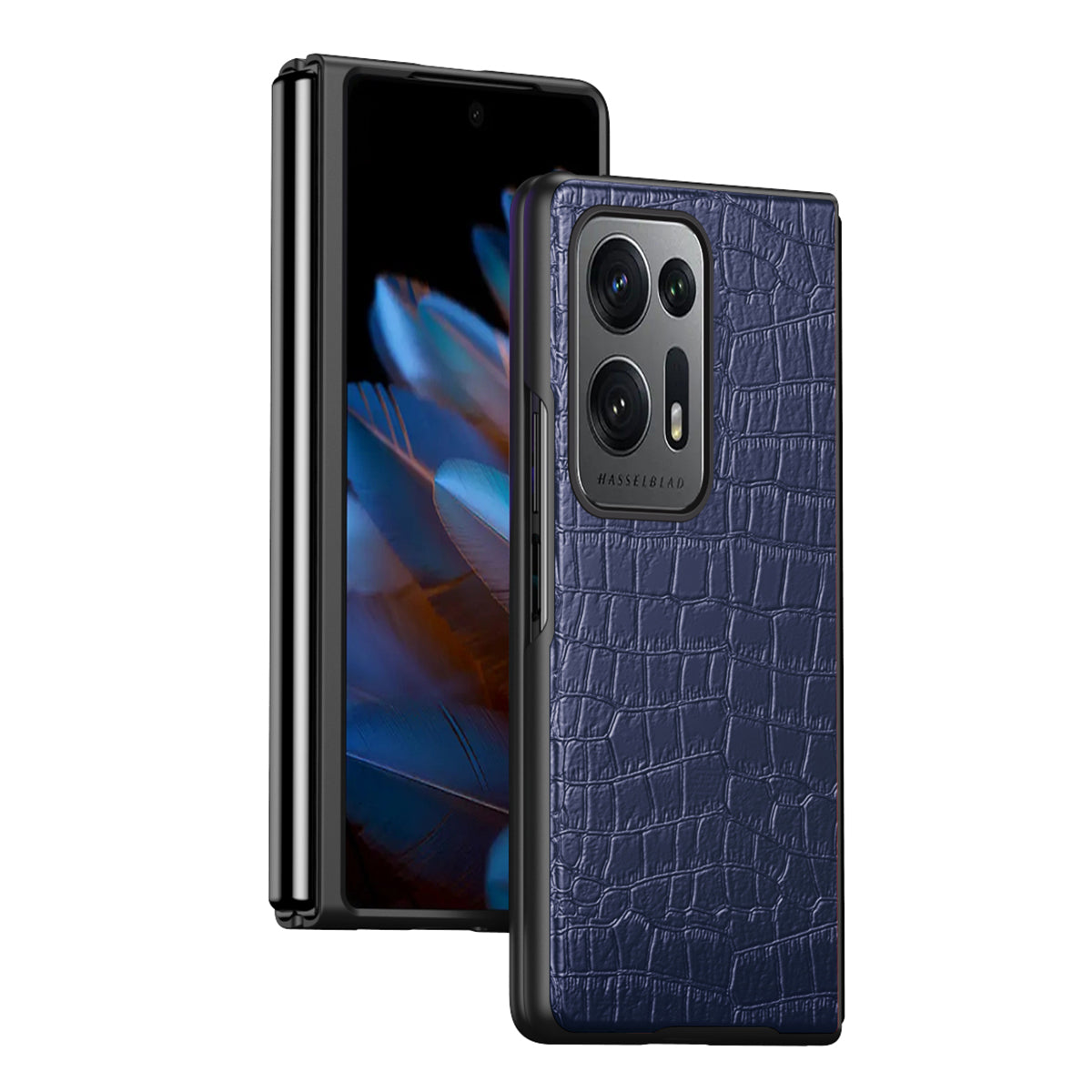 For Oppo Find N2 5G Crocodile Texture Phone Case PU Leather Coated PC Anti-Scratch Shockproof Phone Cover