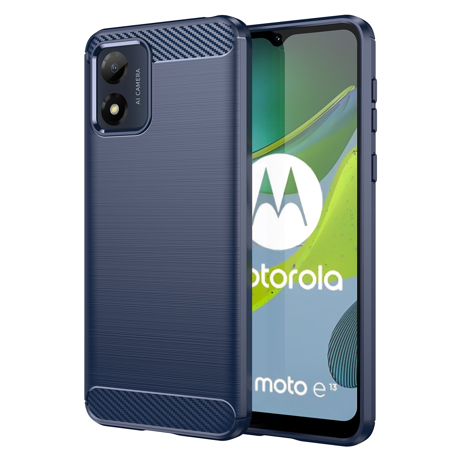 Anti-fall Phone Case for Motorola Moto E13 4G Brushed Carbon Fiber Texture Phone Shell Mobile Phone Cover