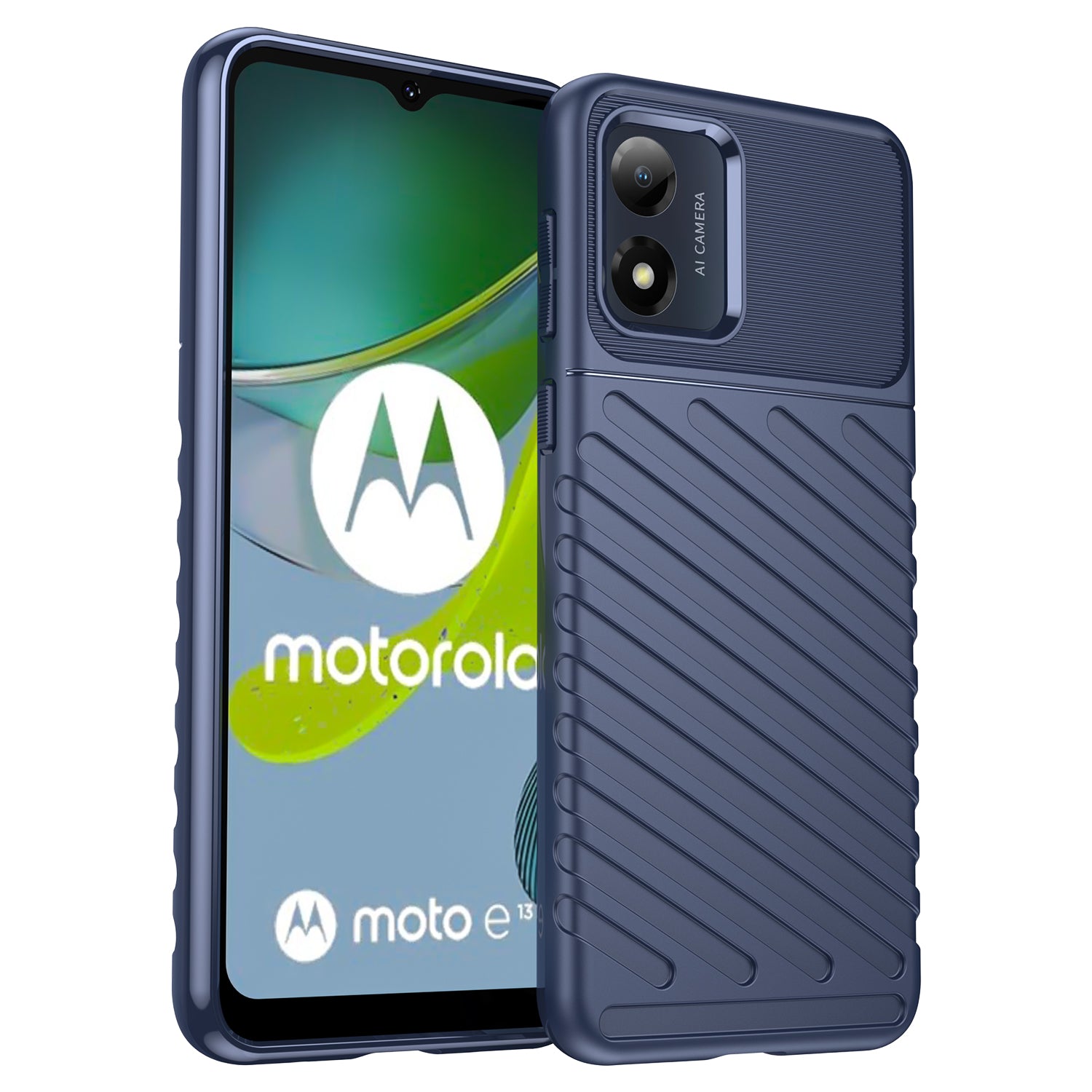 Drop-proof Mobile Phone Cover For Motorola Moto E13 4G Thunder Series Anti-scratch Thickened TPU Phone Back Case