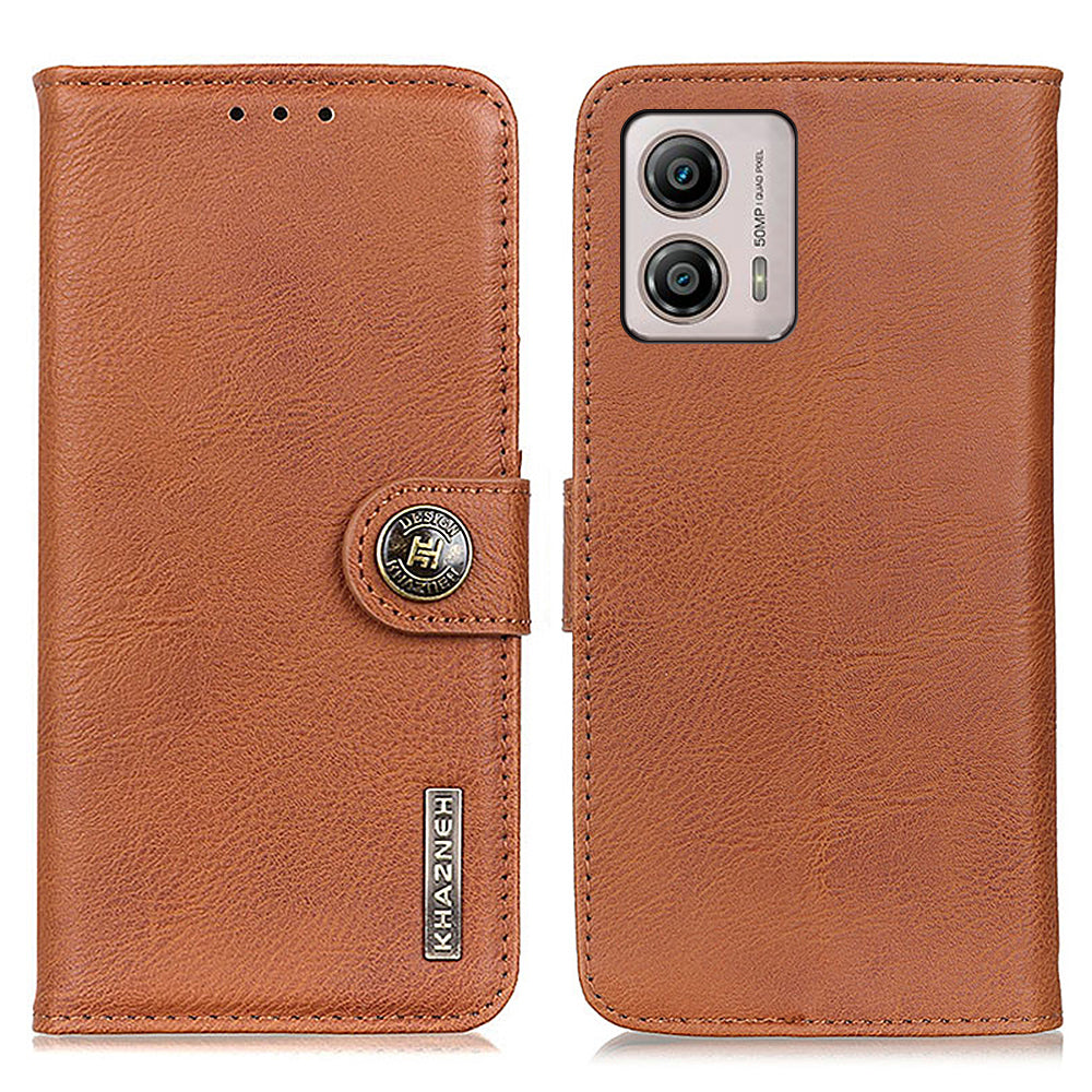 KHAZNEH for Motorola Moto G53 5G Anti-drop Flip Leather Phone Case Cowhide Texture Wallet Stand Mobile Phone Cover