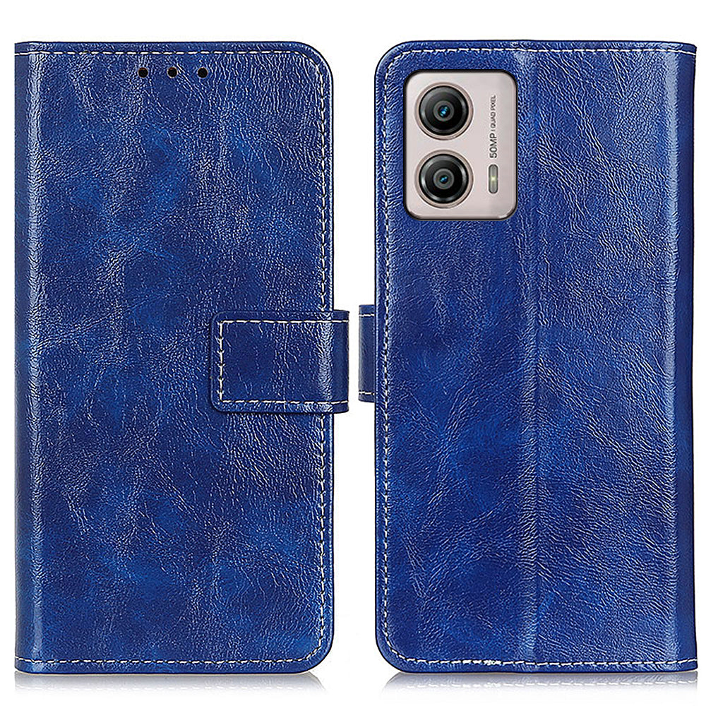 For Motorola Moto G53 5G Retro Crazy Horse Texture Stand Phone Case Shockproof PU Leather Folio Flip Wallet Cover