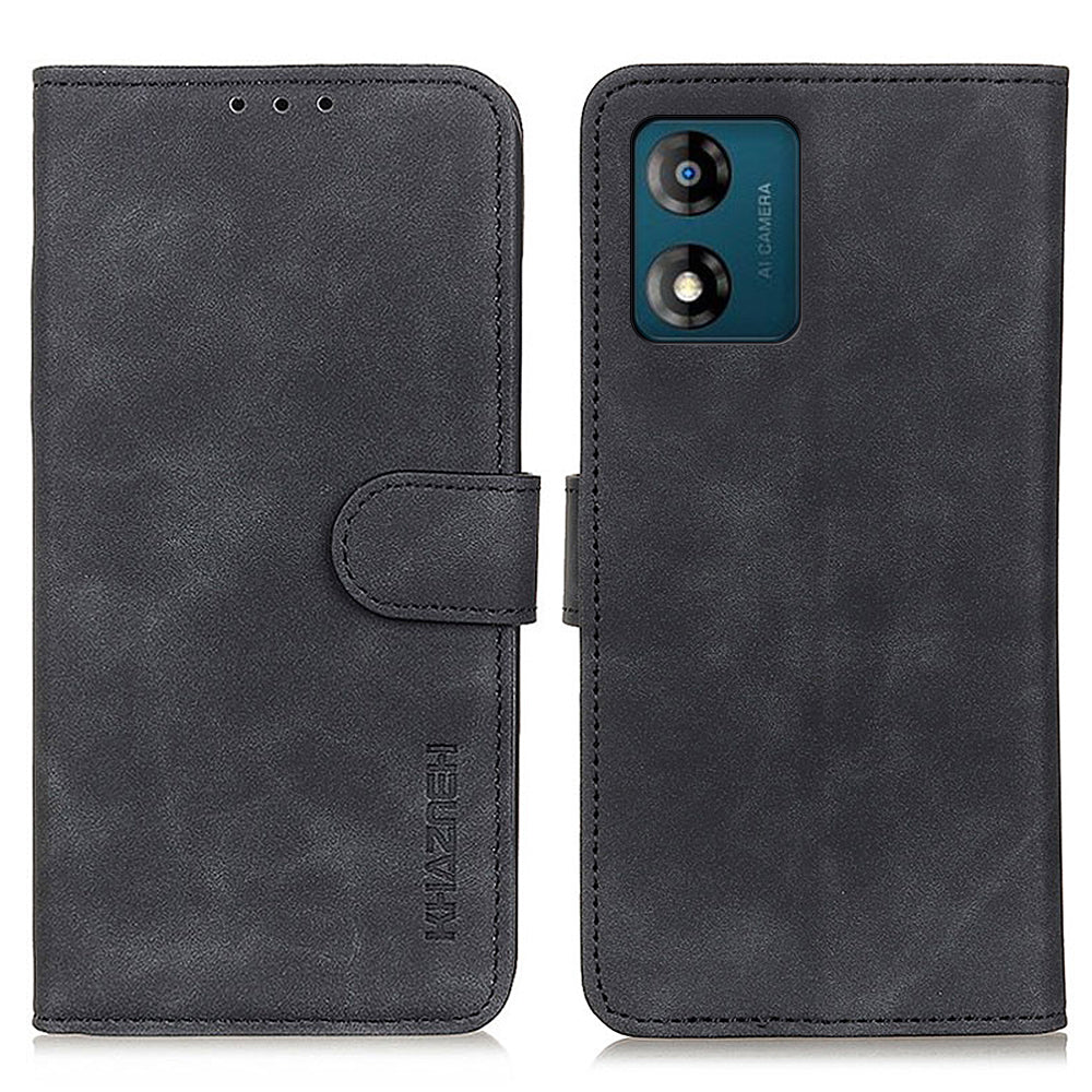 KHAZNEH For Motorola Moto E13 4G Anti-drop Phone Case Retro Texture Flip Leather Wallet Stand Anti-scratch Phone Cover