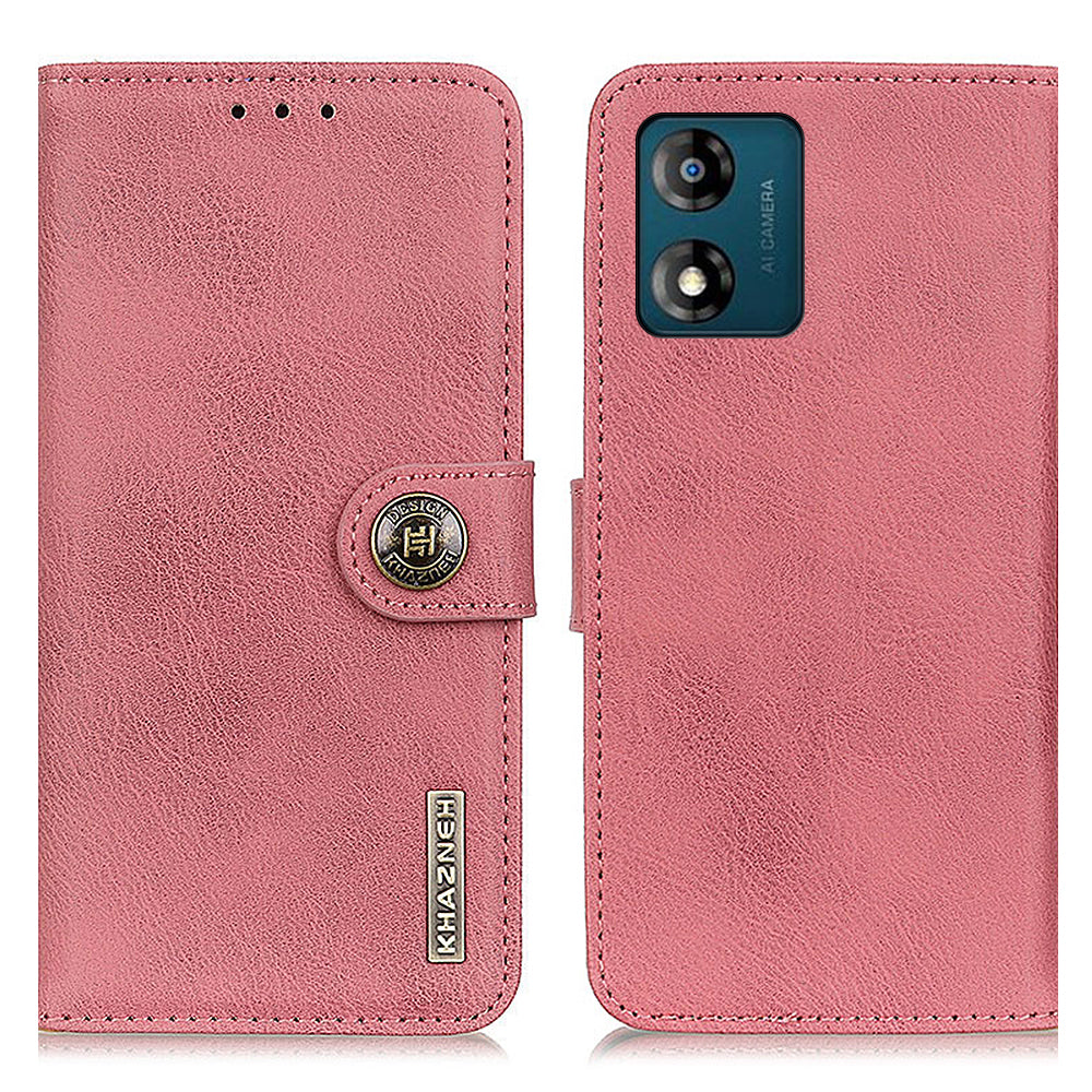 KHAZNEH Phone Case for Motorola Moto E13 4G Flip Leather Cowhide Texture Wallet Stand Anti-fall Mobile Phone Cover