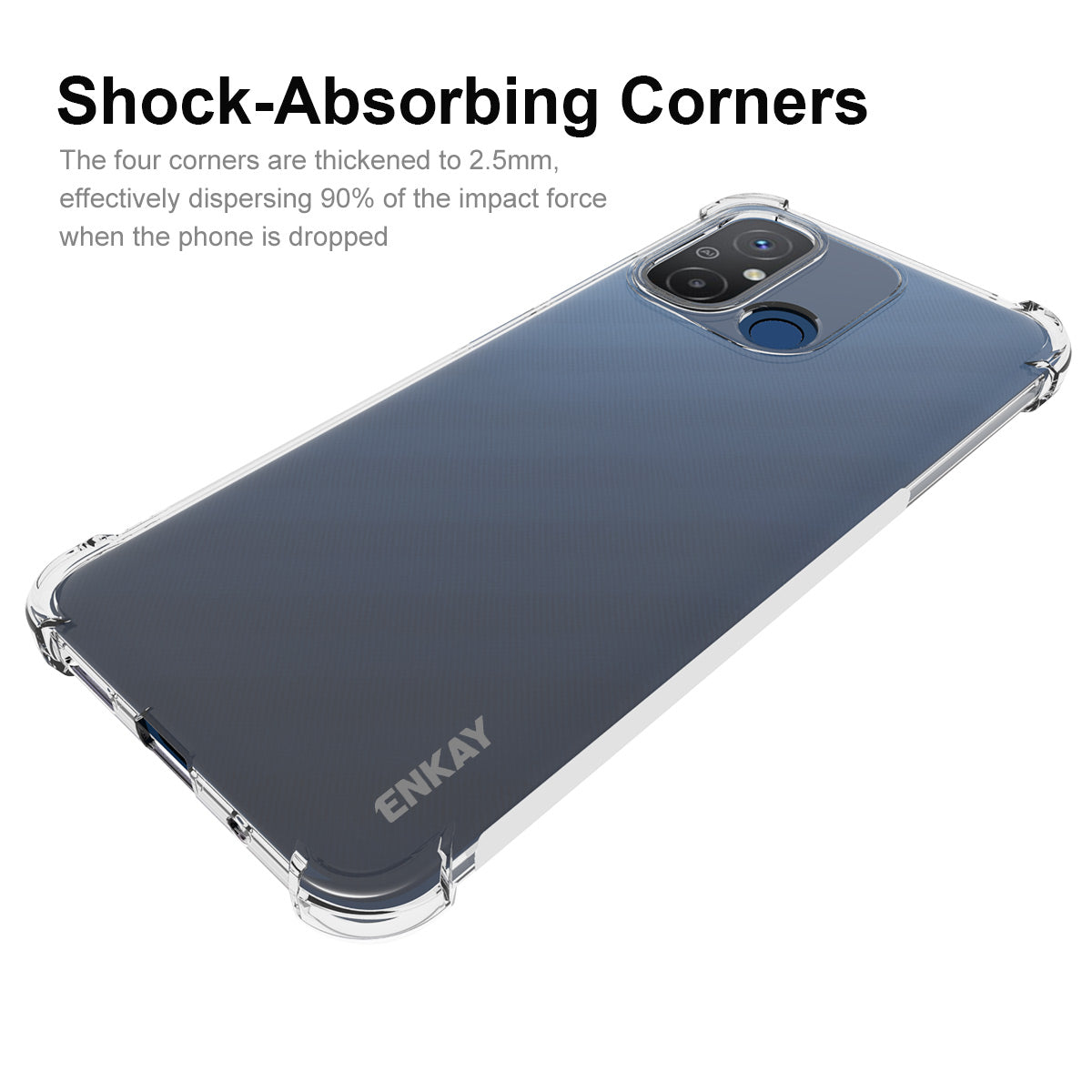 ENKAY HAT PRINCE For Xiaomi Redmi 12C 4G Transparent Phone Case with Anti-slip Strip Edge Clear TPU Phone Cover