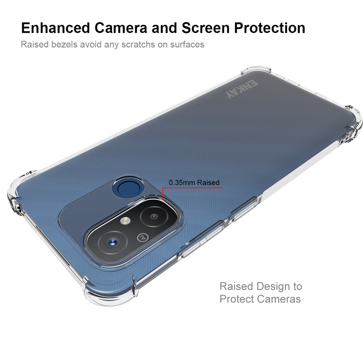 ENKAY HAT PRINCE For Xiaomi Redmi 12C 4G Transparent Phone Case with Anti-slip Strip Edge Clear TPU Phone Cover