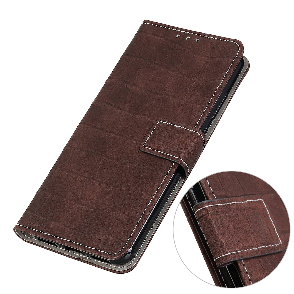 Anti-drop Smartphone Case For Motorola Moto E13 4G Flip Leather Wallet Stand Crocodile Texture Phone Cover