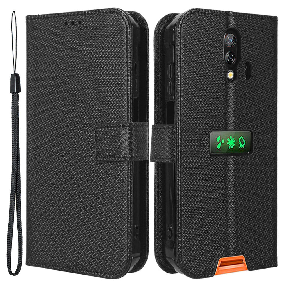 For Blackview BV7200 4G Phone Wallet Case Stand Diamond Texture PU Leather Cell Phone Cover