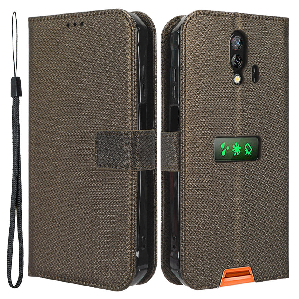 For Blackview BV7200 4G Phone Wallet Case Stand Diamond Texture PU Leather Cell Phone Cover