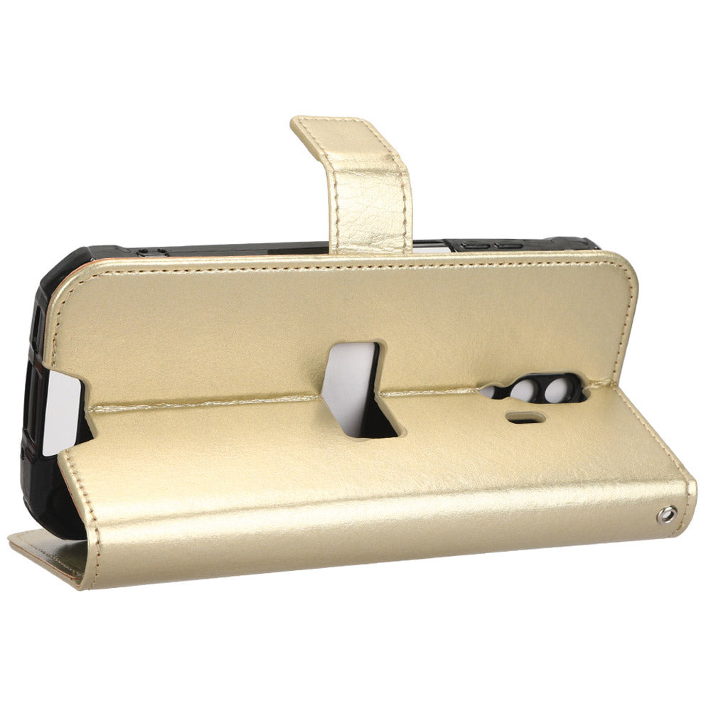 For Blackview BV7200 Crazy Horse Texture Wallet Stand Case PU Leather Flip Phone Cover with Strap