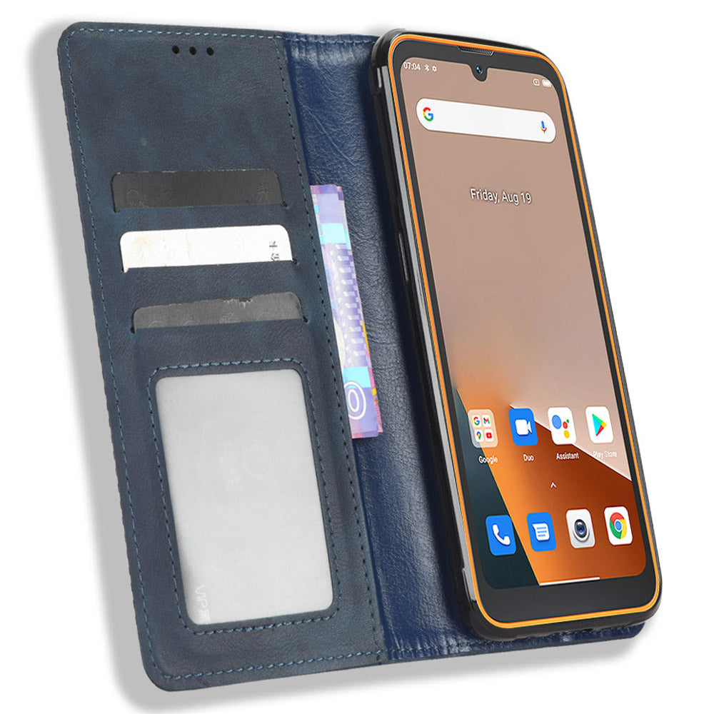 For Blackview BV5200 4G PU Leather Stand Mobile Phone Case Retro Texture Phone Case Wallet Phone Cover