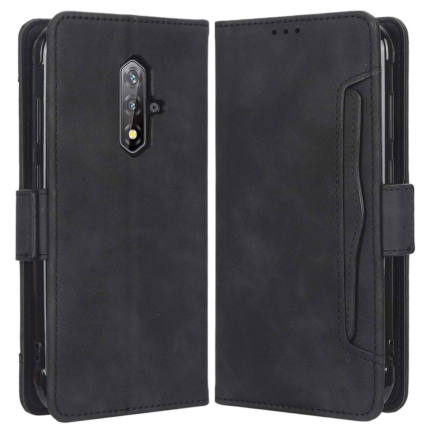 For Blackview BV5200 4G Leather Phone Cover Stand Wallet Protective Phone Case with Multiple Card Slots