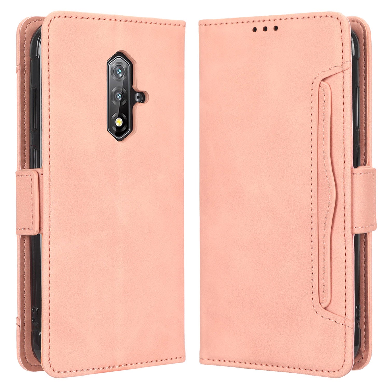 For Blackview BV5200 4G Leather Phone Cover Stand Wallet Protective Phone Case with Multiple Card Slots