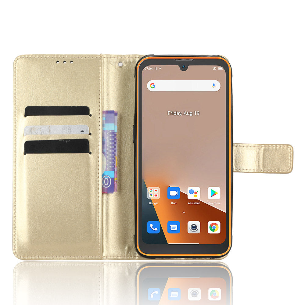 For Blackview BV5200 4G Wallet Phone Stand Case PU Leather Cover Crazy Horse Texture Phone Protector