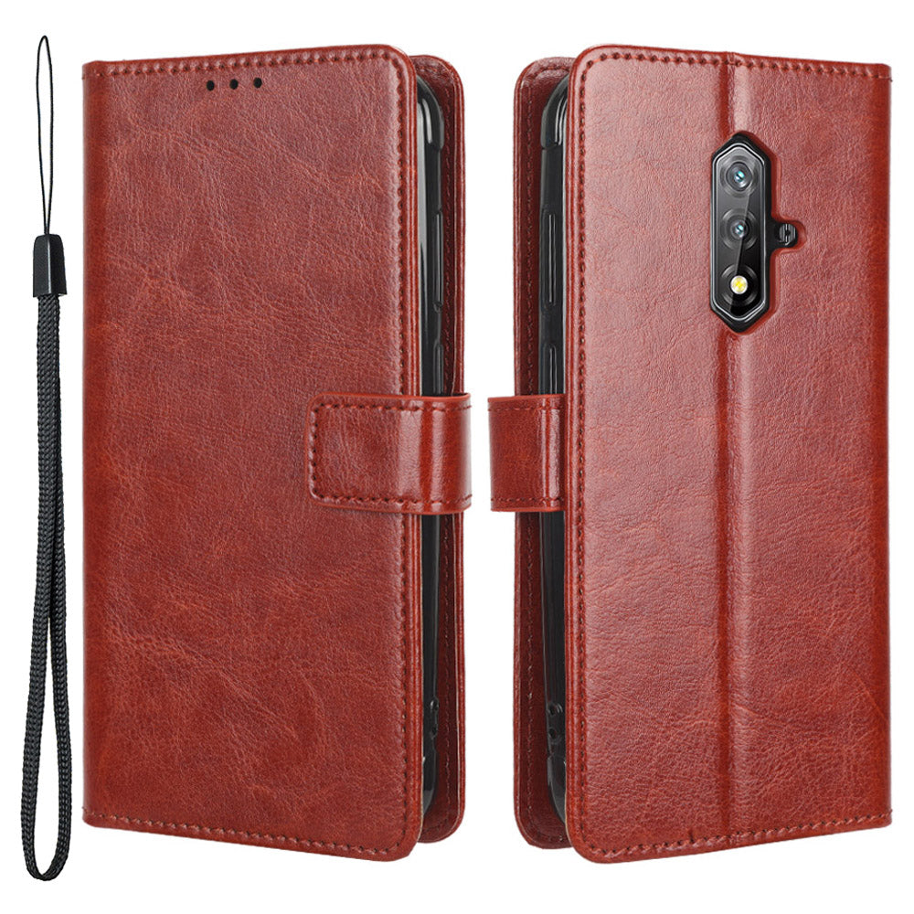 For Blackview BV5200 4G Wallet Phone Stand Case PU Leather Cover Crazy Horse Texture Phone Protector