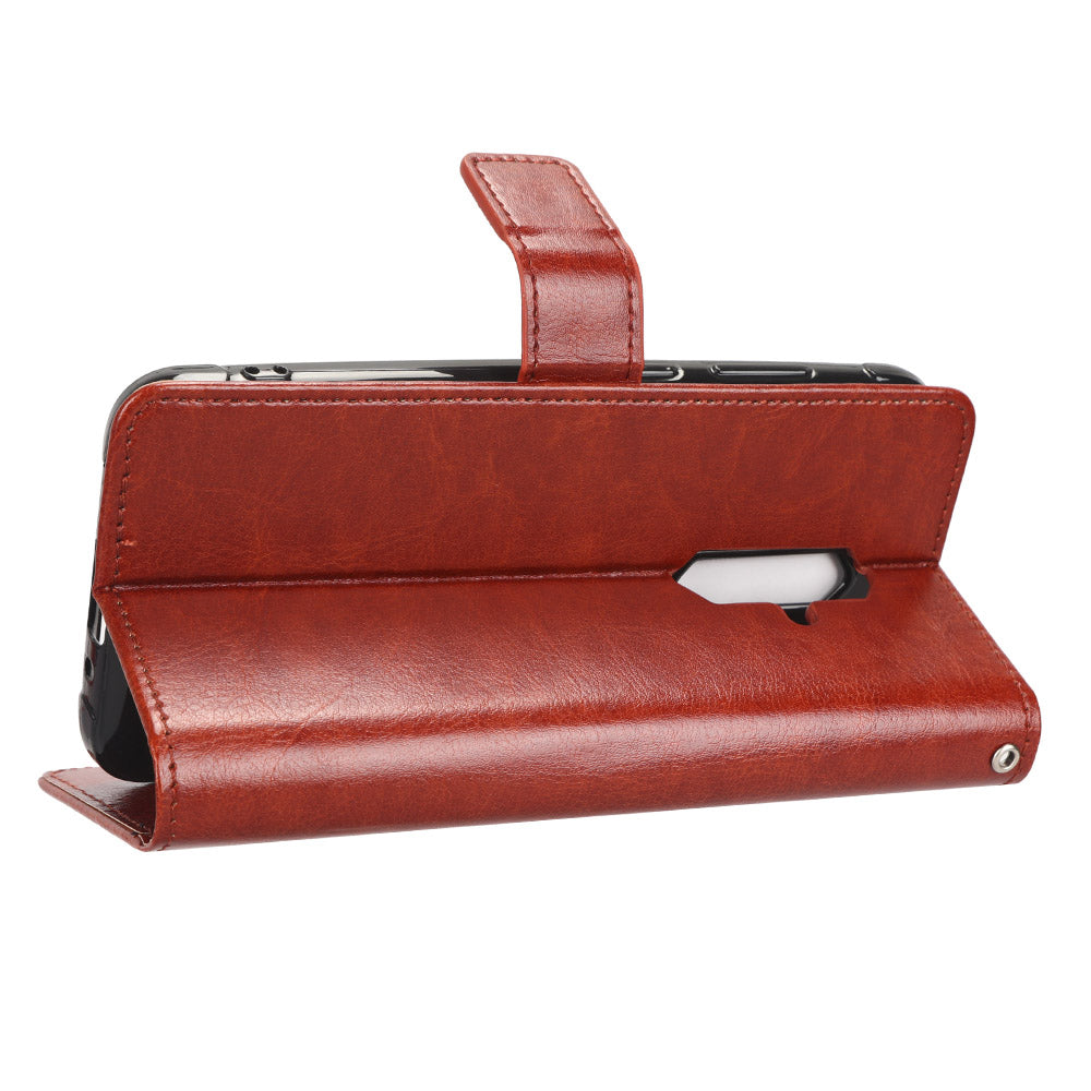 For Blackview BV5200 4G Wallet Phone Stand Case PU Leather Cover Crazy Horse Texture Phone Protector