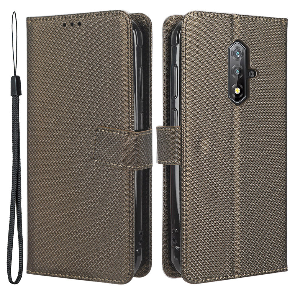 For Blackview BV5200 4G Wallet Stand Phone Case Diamond Texture PU Leather TPU Phone Cover