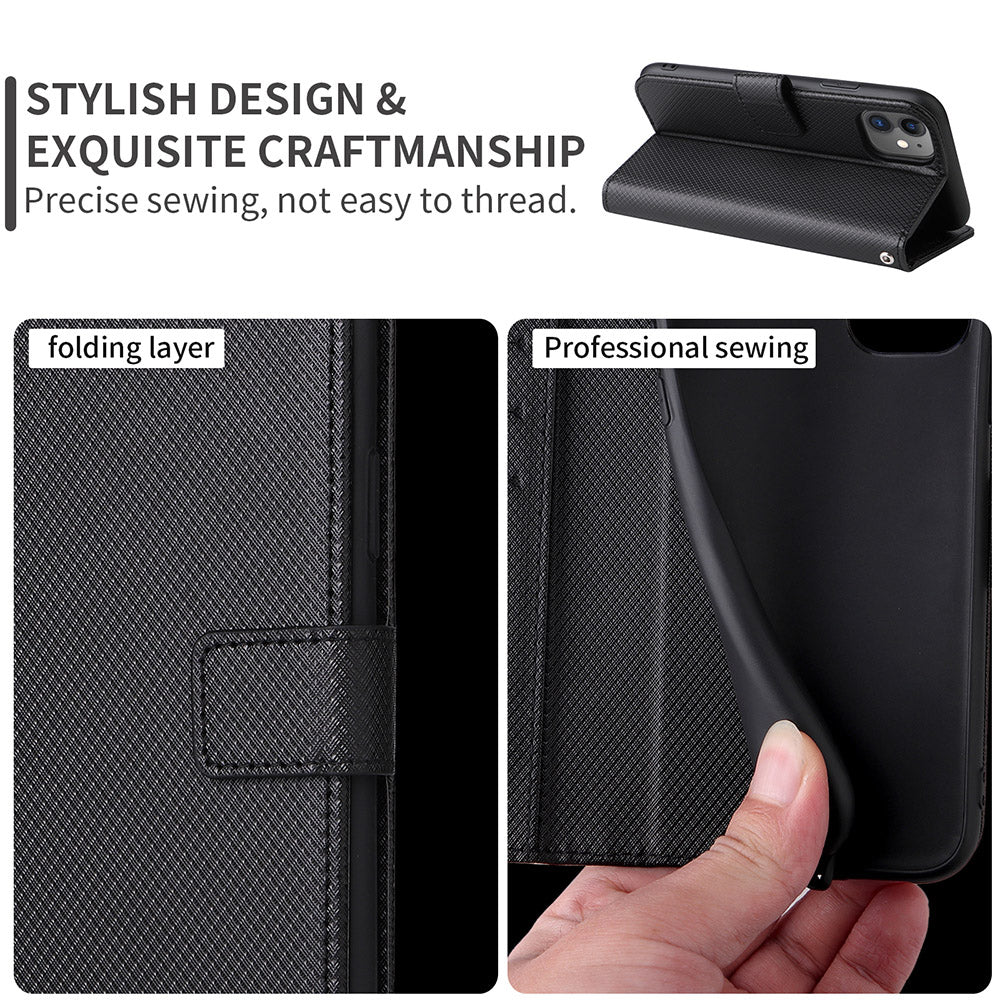 For Blackview BV5200 4G Wallet Stand Phone Case Diamond Texture PU Leather TPU Phone Cover