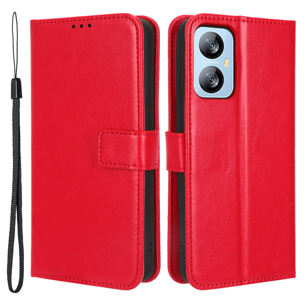 For Blackview A52 4G Wrist Clutch Phone Bag Crazy Horse Texture Wallet Stand Case PU Leather Cell Phone Cover