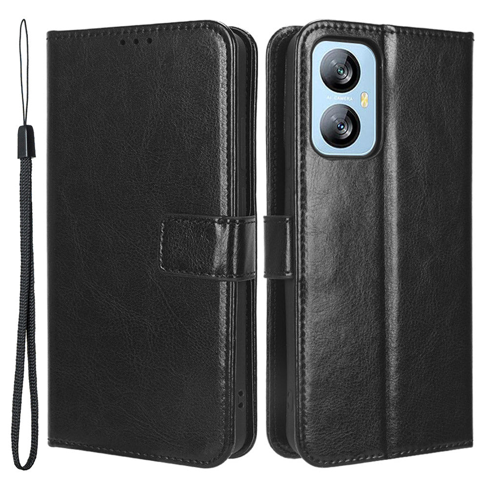 For Blackview A52 4G Wrist Clutch Phone Bag Crazy Horse Texture Wallet Stand Case PU Leather Cell Phone Cover