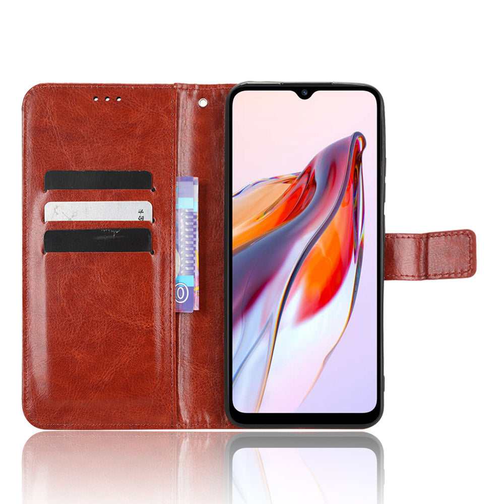 For Xiaomi Redmi 12C 4G 11A 4G Poco C55 4G Crazy Horse Texture Wallet Stand Case PU Leather Flip Phone Cover with Strap