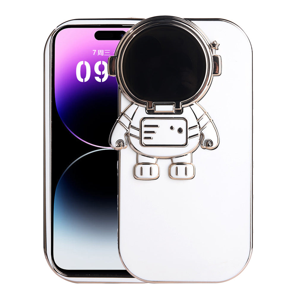 For iPhone 14 Pro Anti-fall Phone Case Spaceman Design Phone Cover Kickstand with Camera Lens Cover