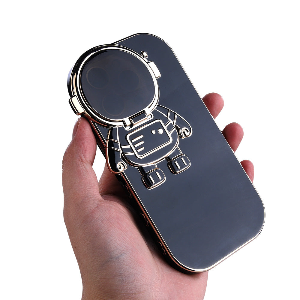 For iPhone 14 Pro Anti-fall Phone Case Spaceman Design Phone Cover Kickstand with Camera Lens Cover