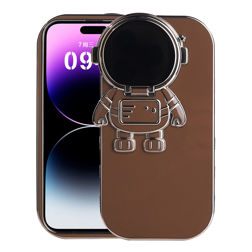 Faldsikkert telefoncover Kickstand til iPhone 14 Pro Max , Spaceman Design telefoncover med kameralinsecover - lilla