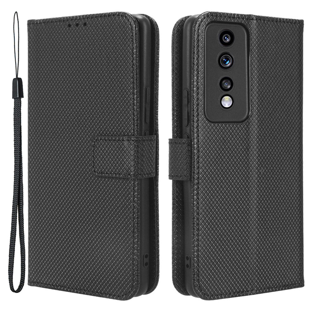Diamond Texture Leather Phone Case for Honor 80 GT 5G Wallet Phone Stand Cover