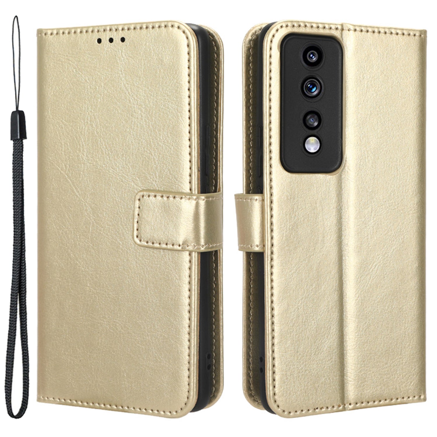 For Honor 80 GT 5G Crazy Horse Texture Wallet Stand Case Scratch Proof PU Leather Phone Cover with Strap