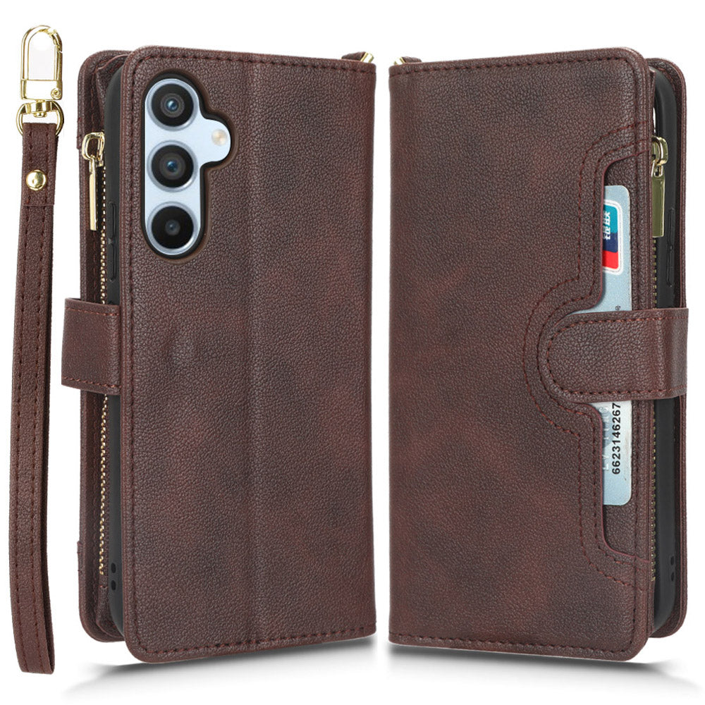 For Samsung Galaxy A54 5G Wallet Zipper Pocket Phone Case Drop Protection Phone Cover with Strap