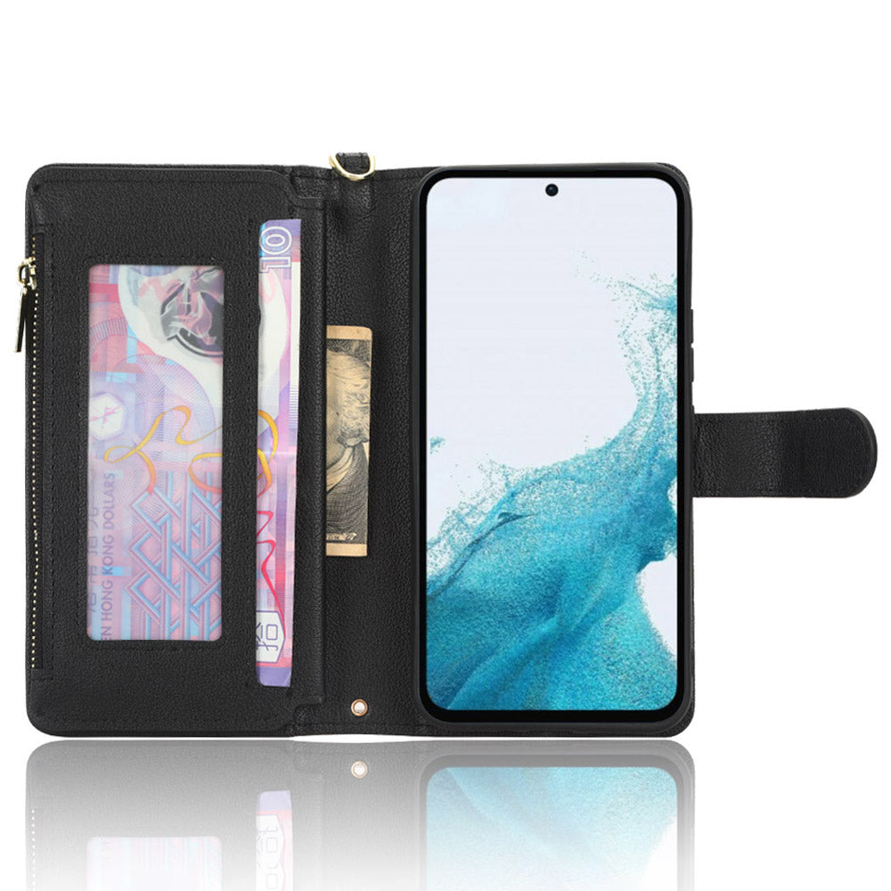 For Samsung Galaxy A54 5G Wallet Zipper Pocket Phone Case Drop Protection Phone Cover with Strap