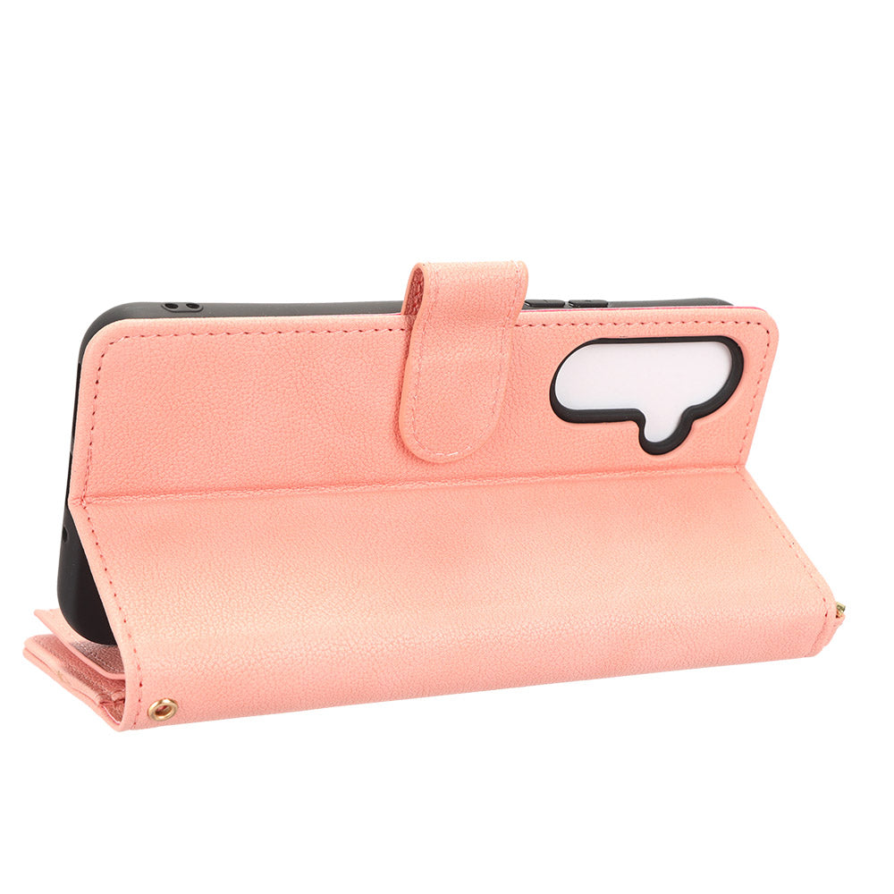 For Samsung Galaxy A54 5G Wallet Zipper Pocket Phone Case Drop Protection Phone Cover with Strap