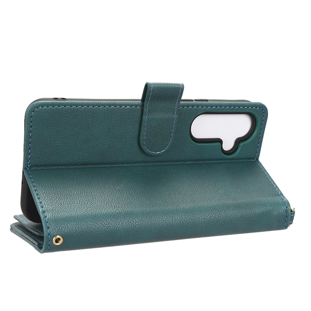 For Samsung Galaxy A54 5G Wallet Zipper Pocket Phone Case Drop Protection Phone Cover with Strap