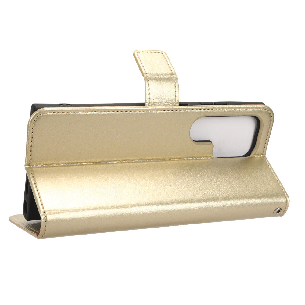 Mobile Phone Case for Samsung Galaxy S23 Ultra Crazy Horse Texture Wallet Stand PU Leather Phone Cover with Strap