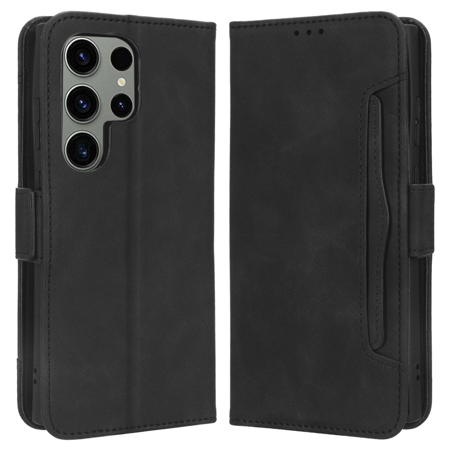 For Samsung Galaxy S23 Ultra Multiple Card Slots PU Leather Phone Cover Stand Wallet Flip Case