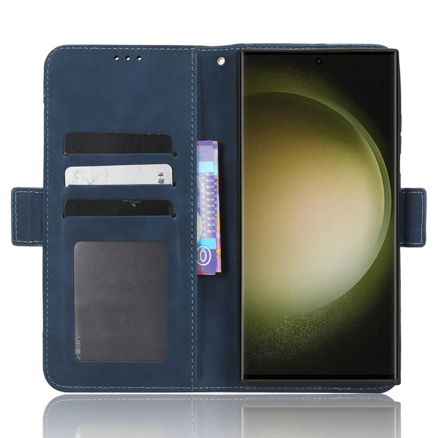 For Samsung Galaxy S23 Ultra Multiple Card Slots PU Leather Phone Cover Stand Wallet Flip Case