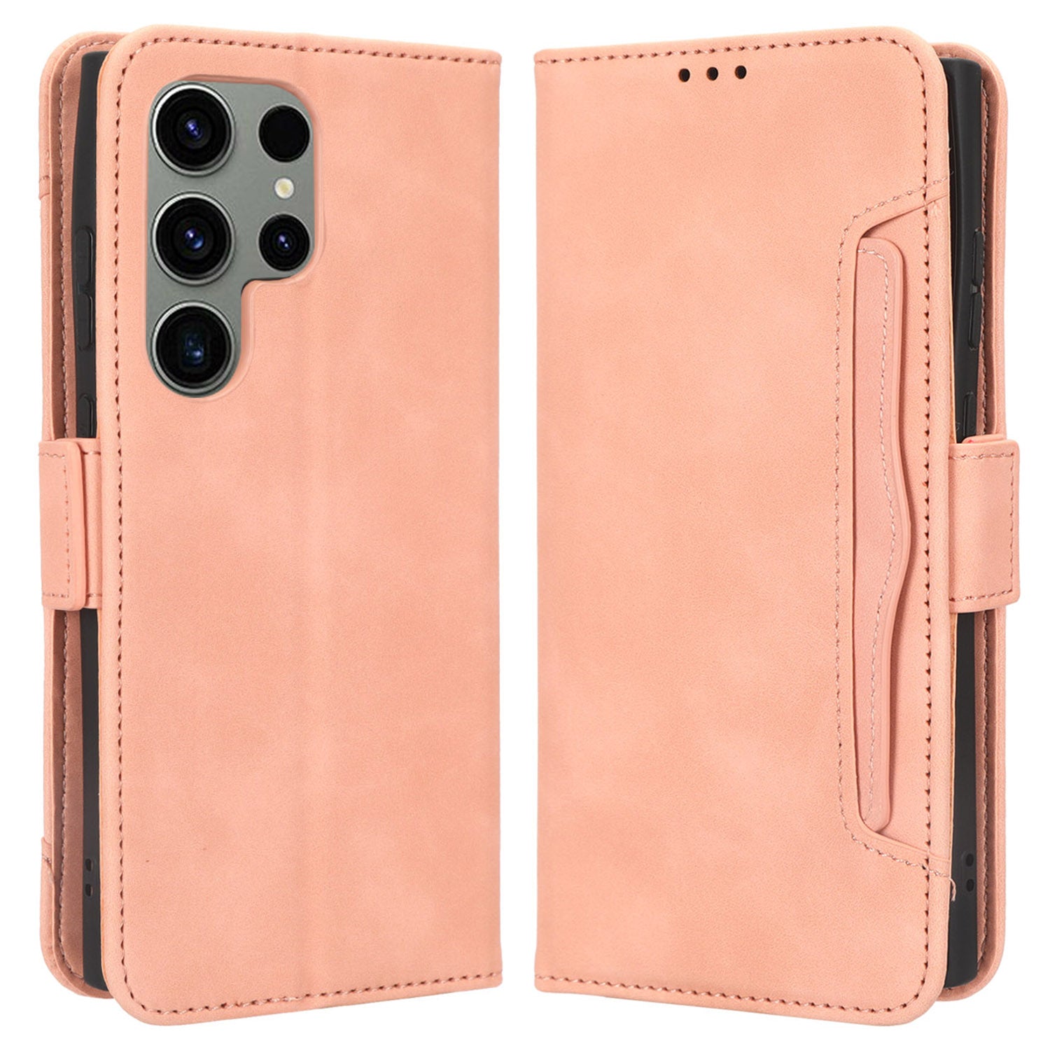 For Samsung Galaxy S23 Ultra Multiple Card Slots PU Leather Phone Cover Stand Wallet Flip Case