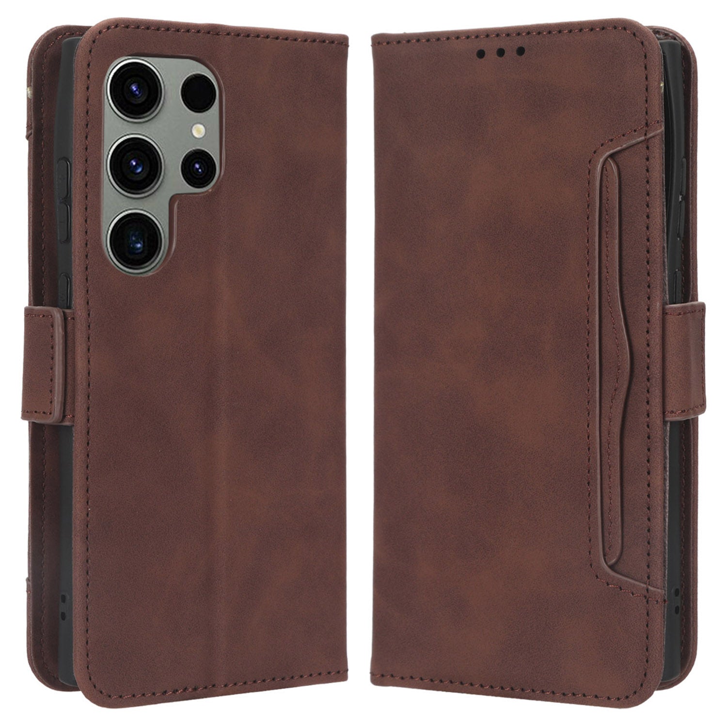 For Samsung Galaxy S23 Ultra Multiple Card Slots PU Leather Phone Cover Stand Wallet Flip Case