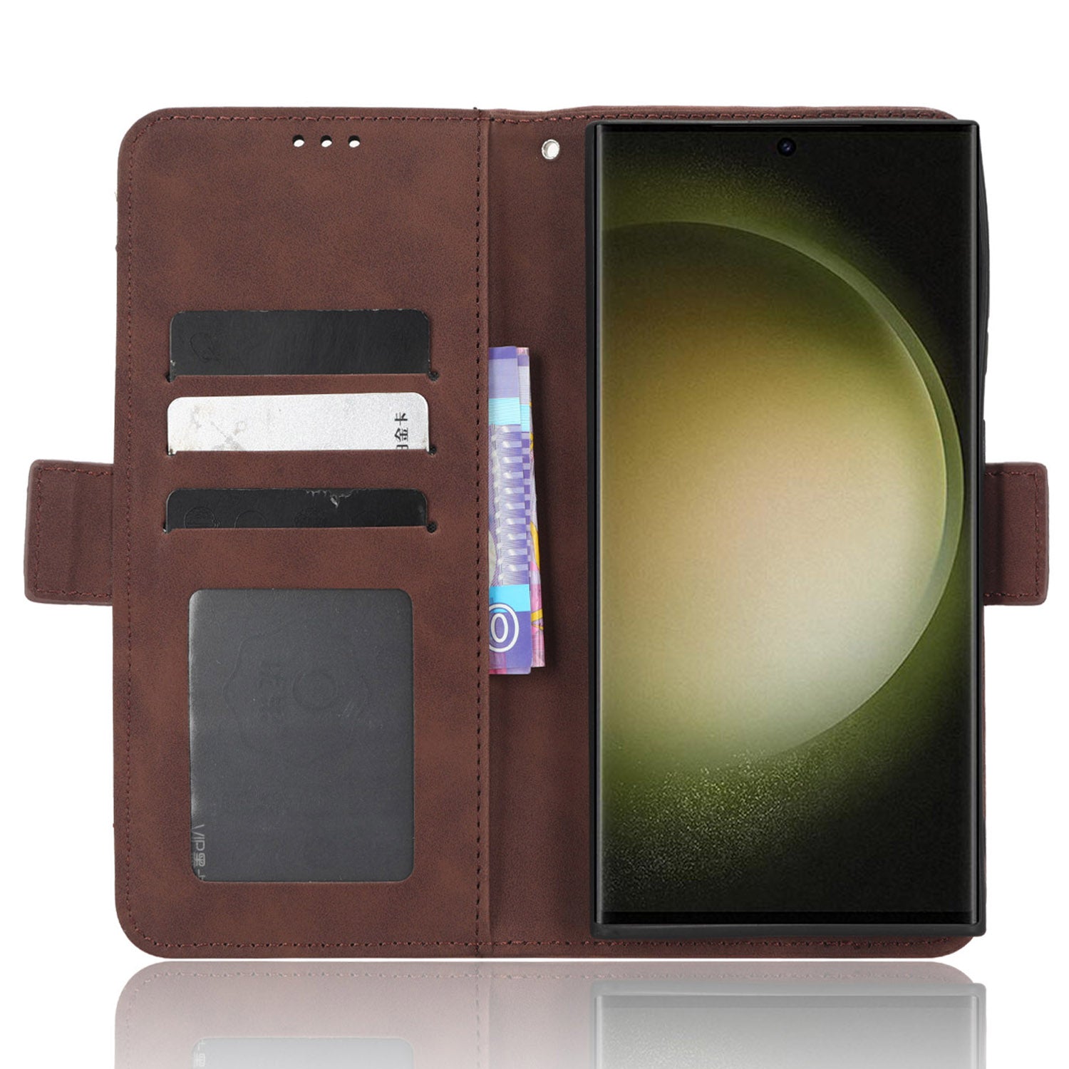 For Samsung Galaxy S23 Ultra Multiple Card Slots PU Leather Phone Cover Stand Wallet Flip Case