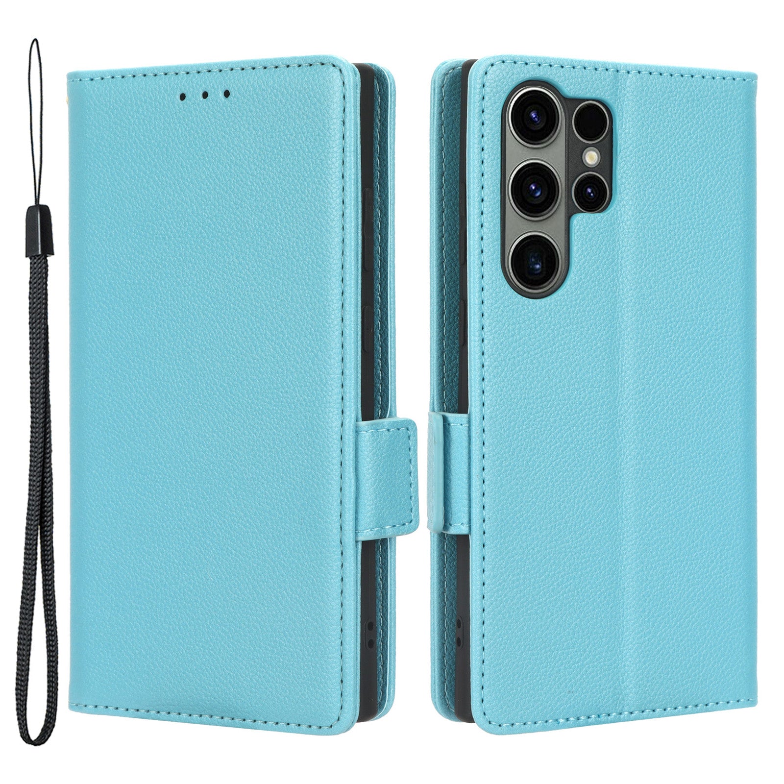 Pro Samsung Galaxy S23 Ultra pouzdro na mobilní telefon Stojánek na peněženku Litchi Texture PU kůže s dvojitou magnetickou sponou