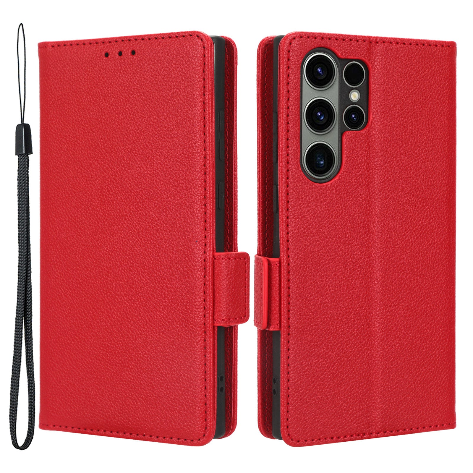 For Samsung Galaxy S23 Ultra Cell Phone Case Wallet Stand Litchi Texture PU Leather Dual Magnetic Clasp Cover