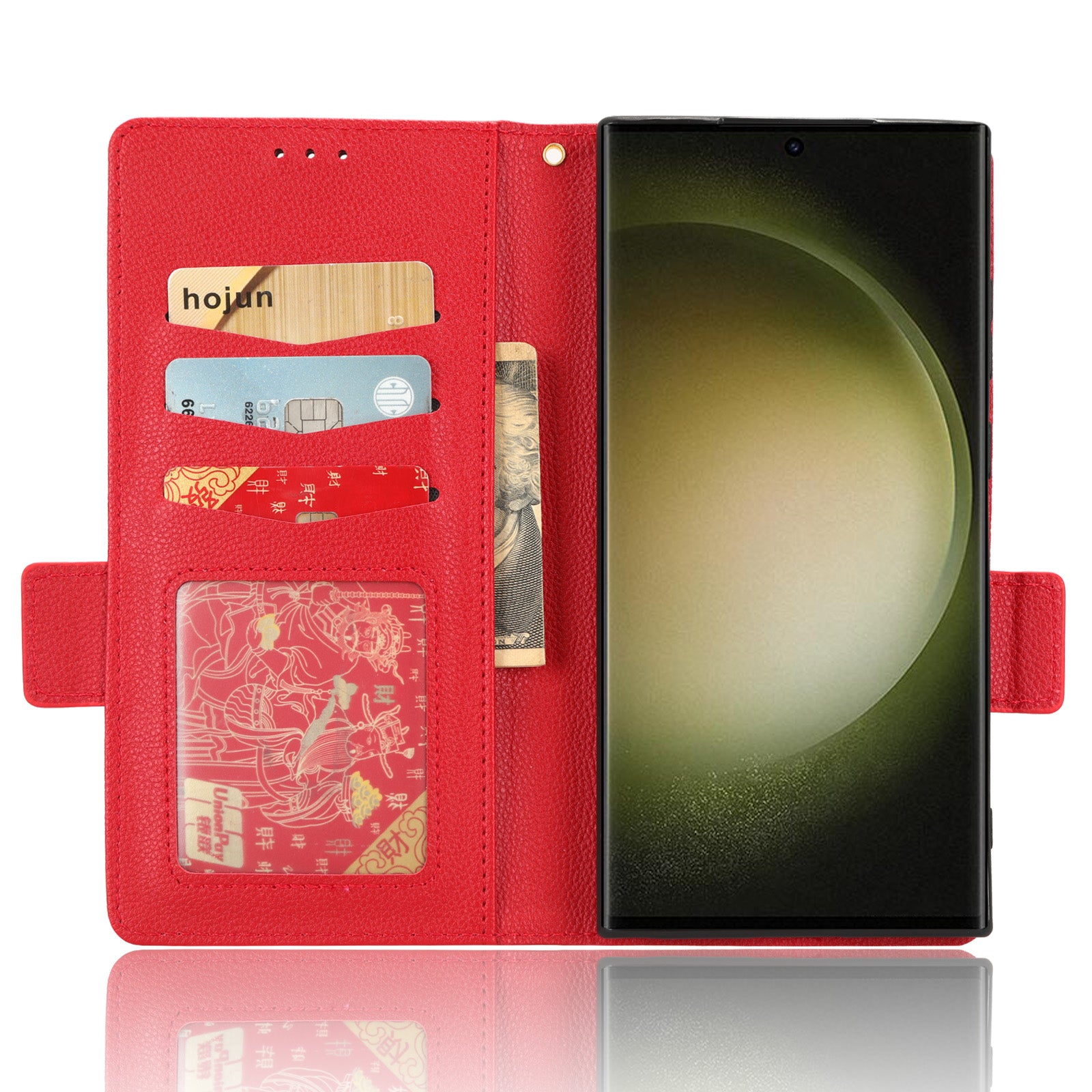 For Samsung Galaxy S23 Ultra Cell Phone Case Wallet Stand Litchi Texture PU Leather Dual Magnetic Clasp Cover