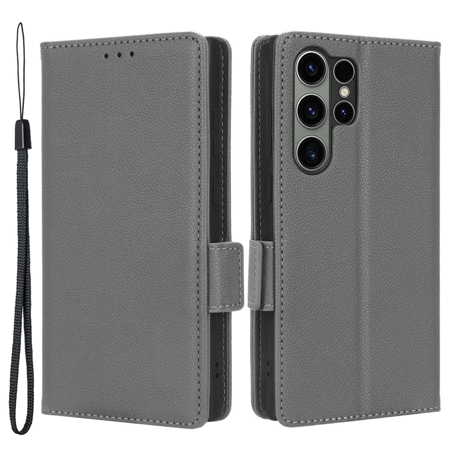 Pro Samsung Galaxy S23 Ultra pouzdro na mobilní telefon Stojánek na peněženku Litchi Texture PU kůže s dvojitou magnetickou sponou