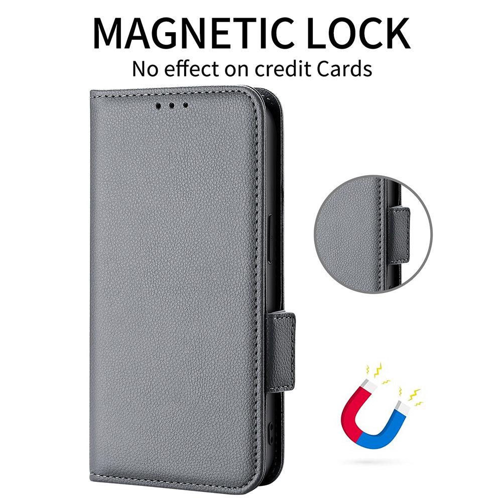 For Samsung Galaxy S23 Ultra Cell Phone Case Wallet Stand Litchi Texture PU Leather Dual Magnetic Clasp Cover