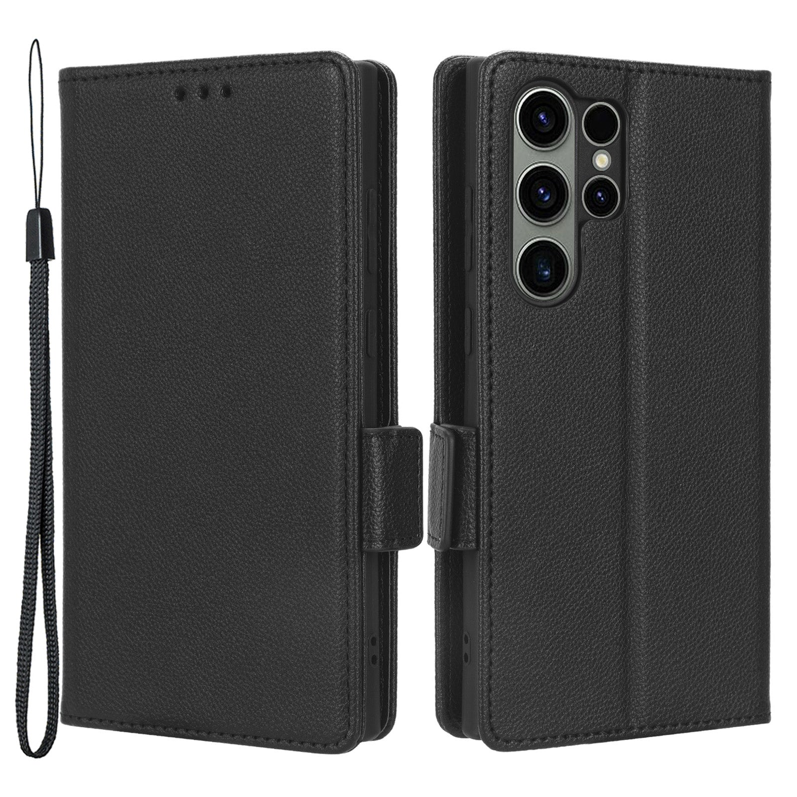 For Samsung Galaxy S23 Ultra Cell Phone Case Wallet Stand Litchi Texture PU Leather Dual Magnetic Clasp Cover